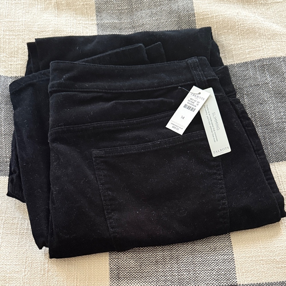 Talbots Women's Classic Black Soft Corduroy 14